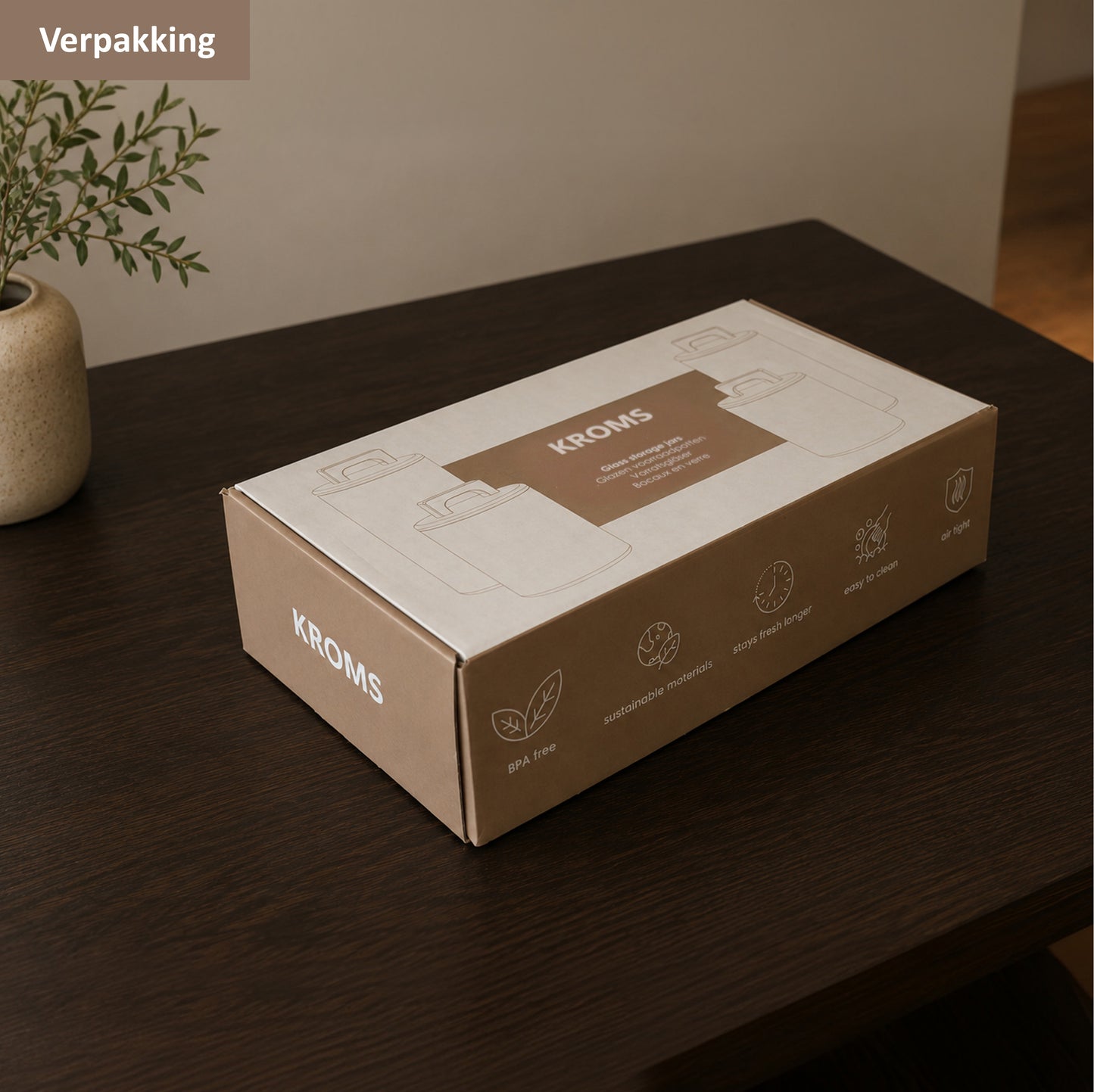 Glazen voorraadpotten met acacia deksel 4 stuks
