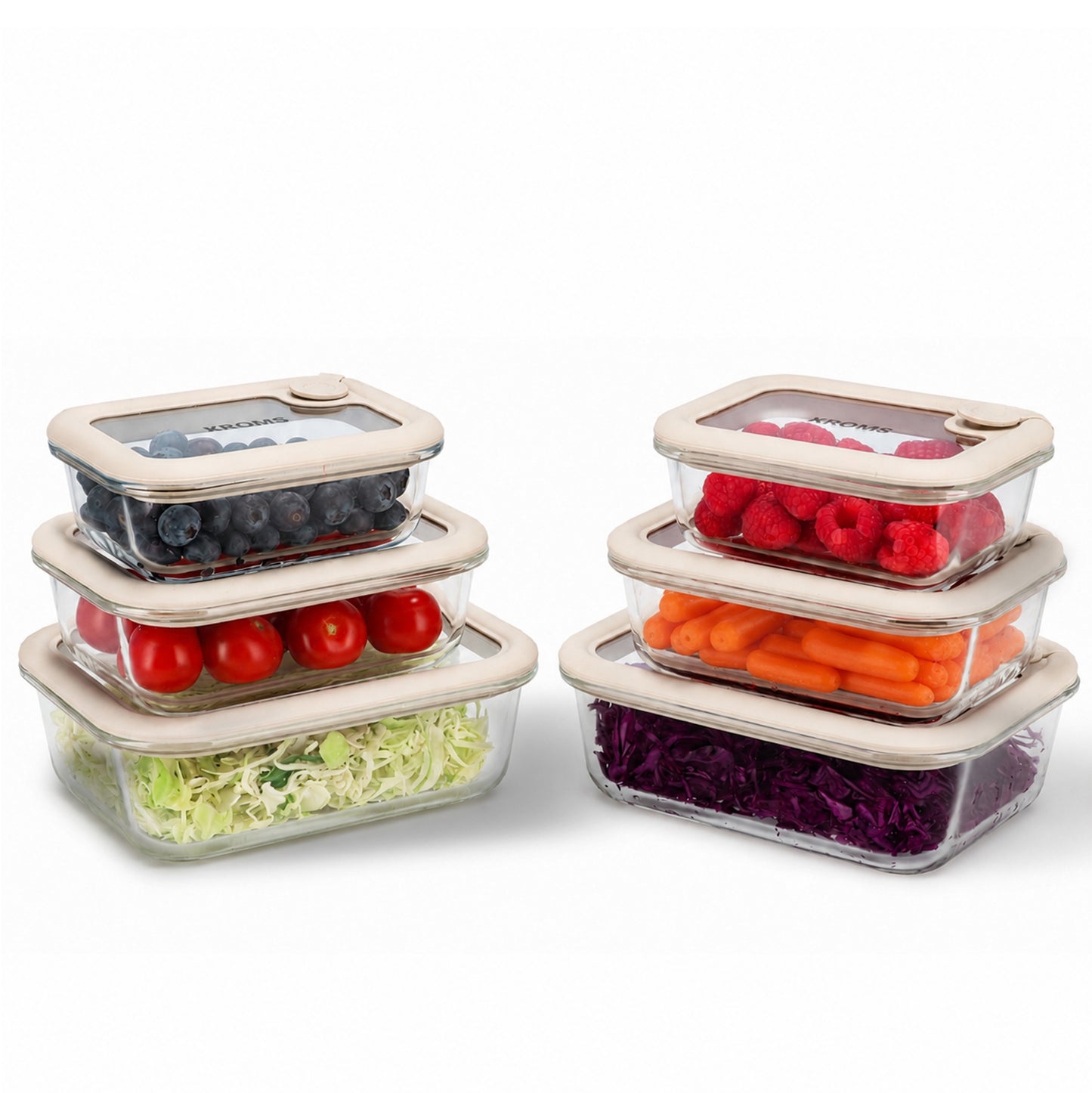 Glazen Voedsel containers 6 stuks