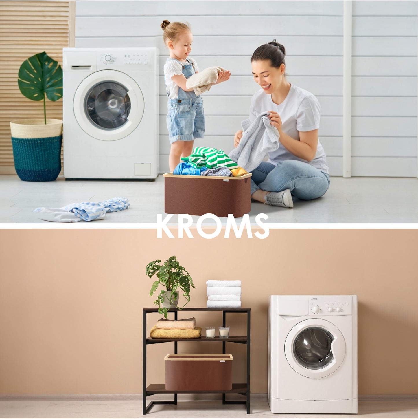 Wasmand opvouwbaar Bruin 45L