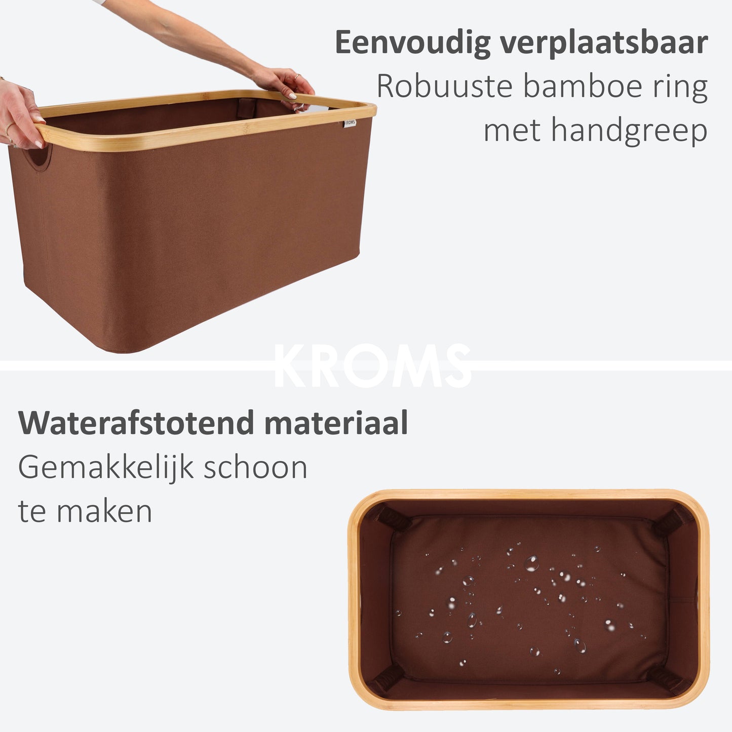 Wasmand opvouwbaar Bruin 45L