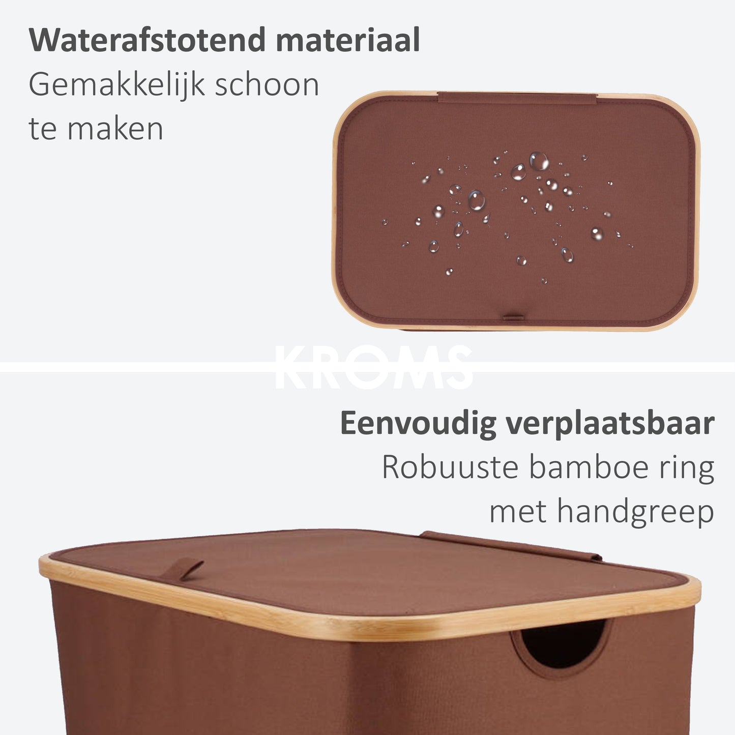 Wasmand Bamboe 3 vakken  Bruin 160L