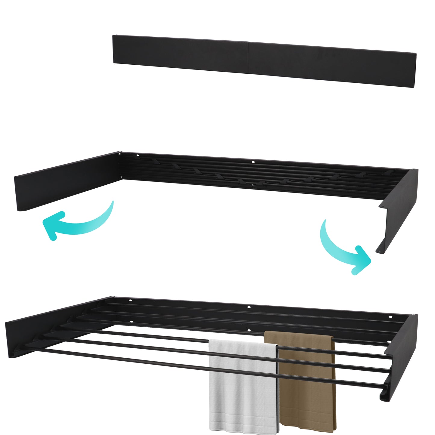 Wandwäscheständer XL Vollfarbe Schwarz 100 cm