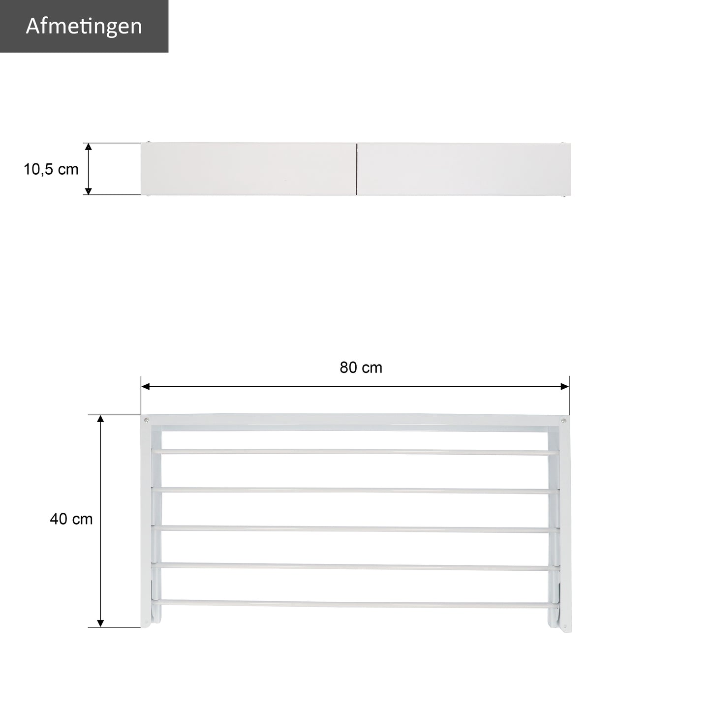 Wanddroogrek Full Color Wit 80 cm