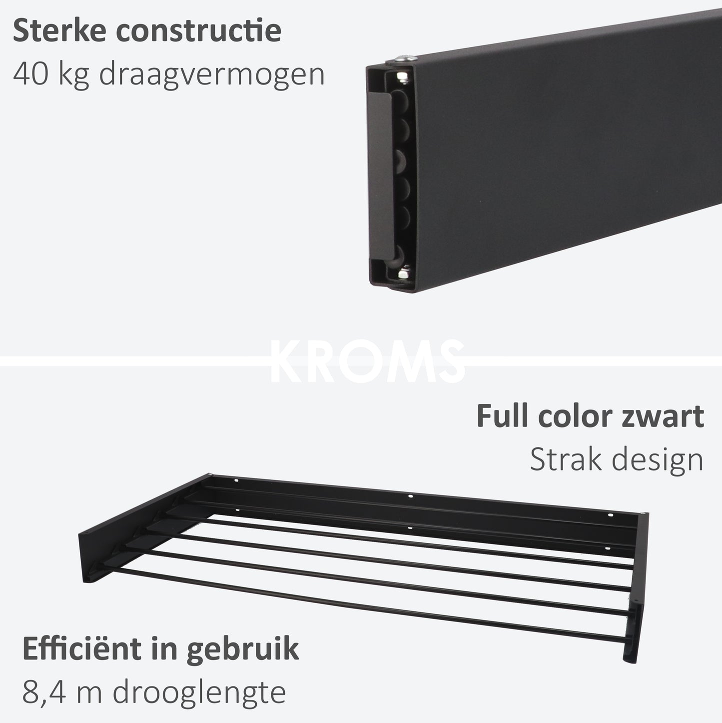 Wandwäscheständer XL Vollfarbe Schwarz 100 cm