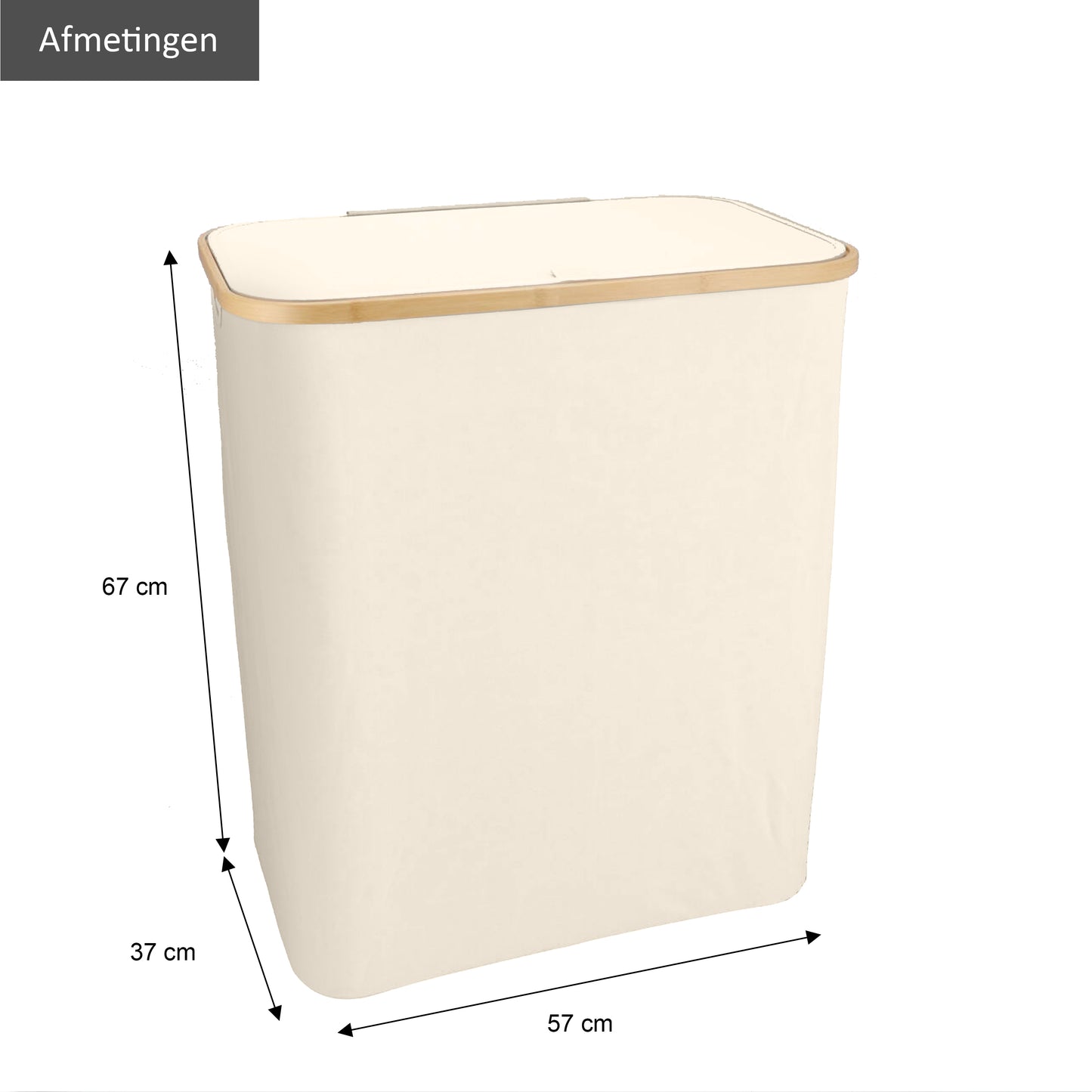 Wäschekorb Bambus 3 Fächer Beige 145L