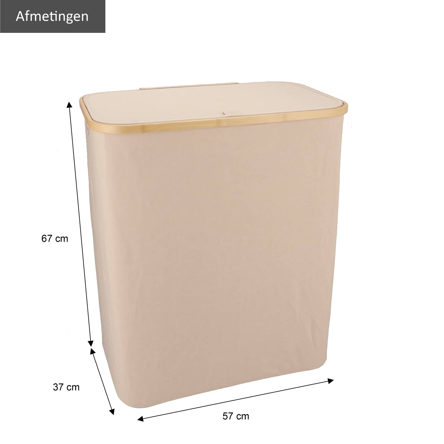 Wäschekorb Bambus 3 Fächer Sand 145L