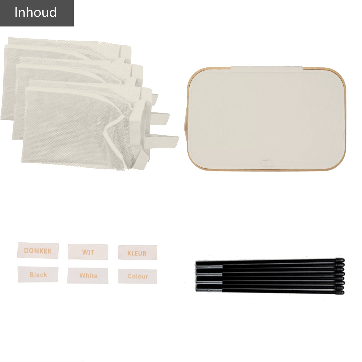 Wäschekorb Bambus 3 Fächer Beige 145L