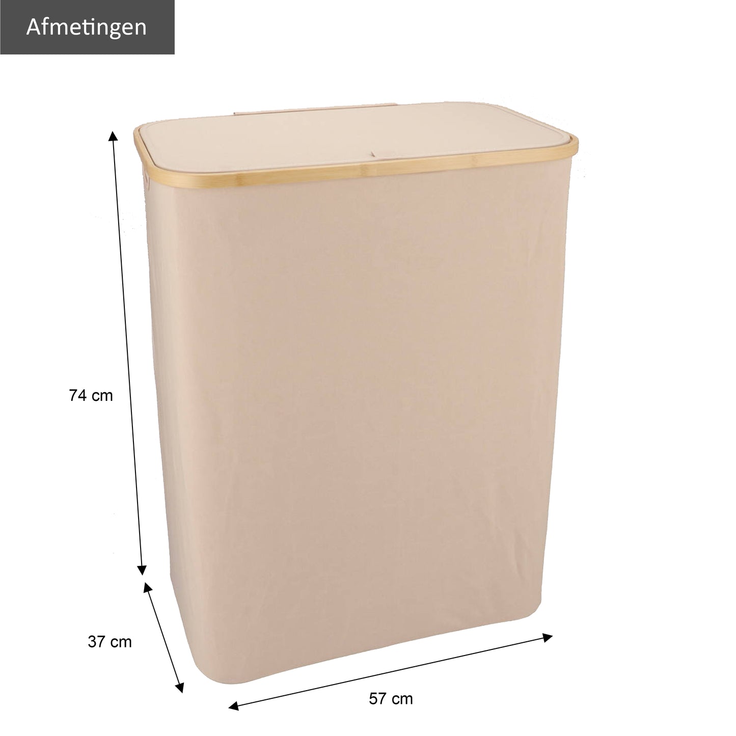 Panier à linge Bambou 3 compartiments Sable 145L