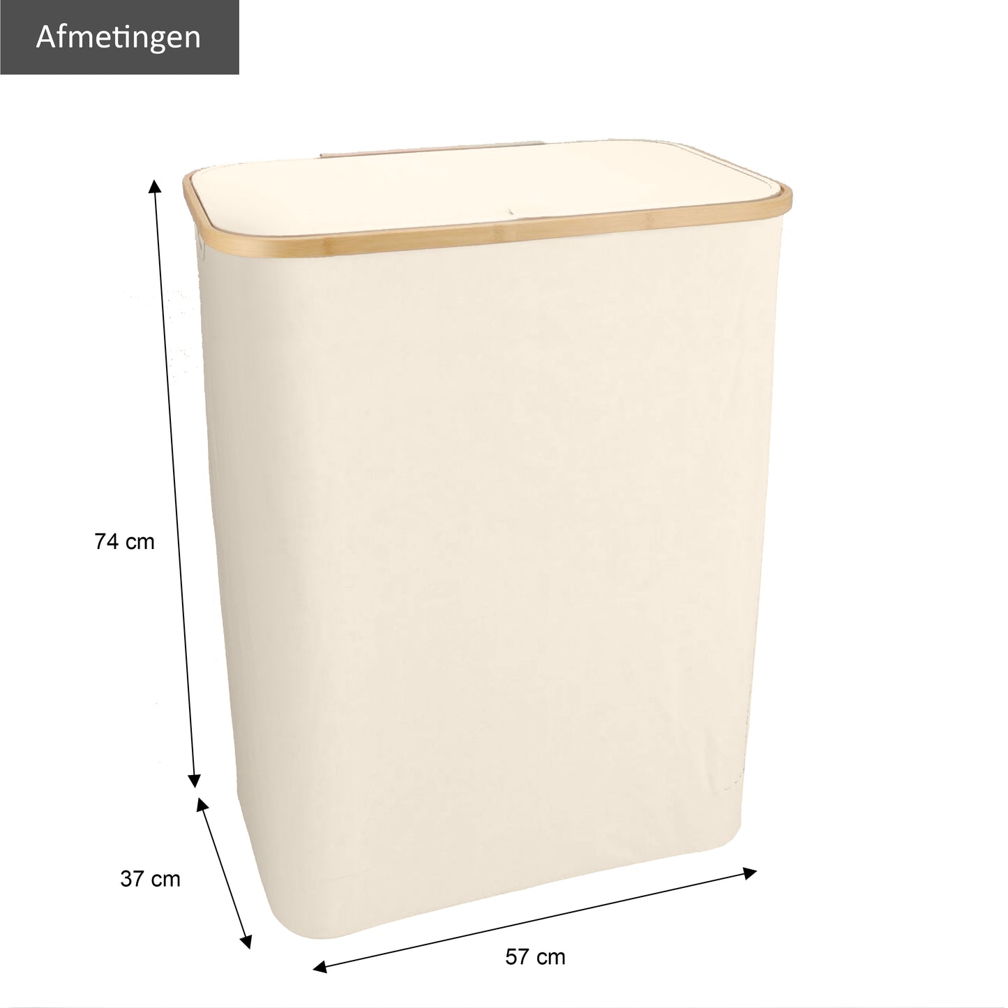 Panier à linge Bambou 3 compartiments Beige 145L