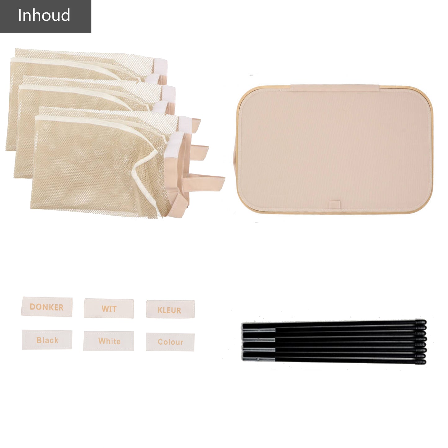 Panier à linge Bambou 3 compartiments Sable 145L