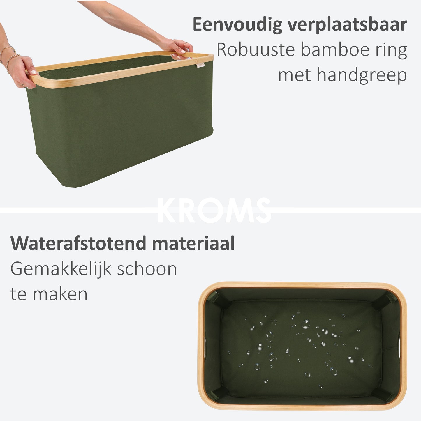 Faltbarer Wäschekorb, olivgrün, 45 l