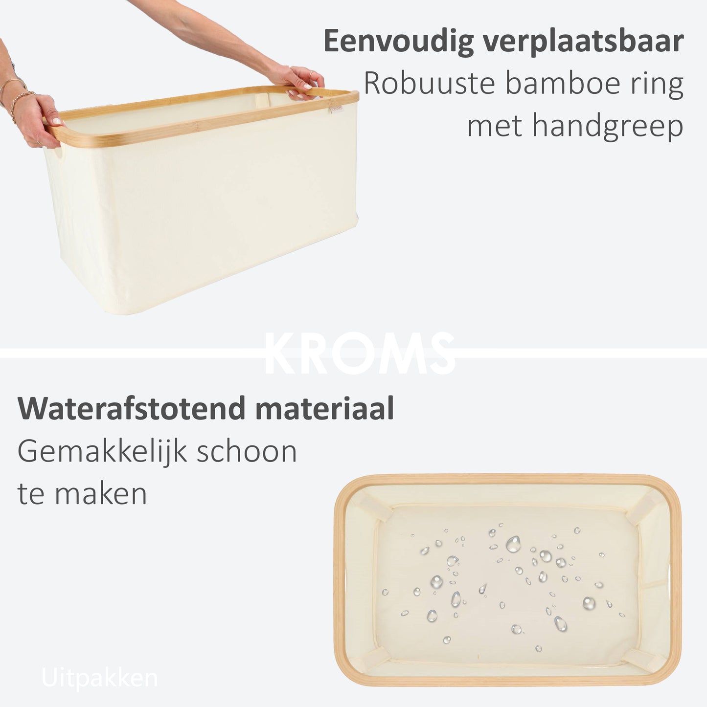 Faltbarer Wäschekorb Beige 45L