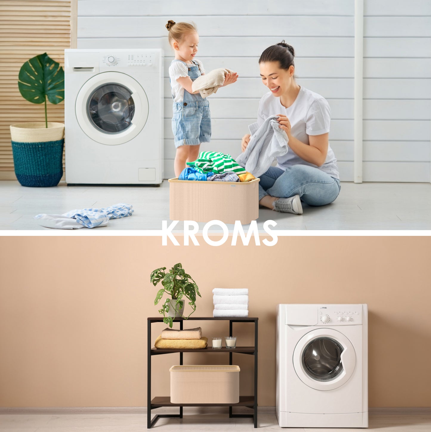 Faltbarer Wäschekorb Sand 45L